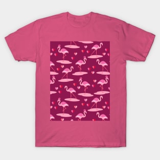 Valentine's Flamingo in Love burgundy T-Shirt